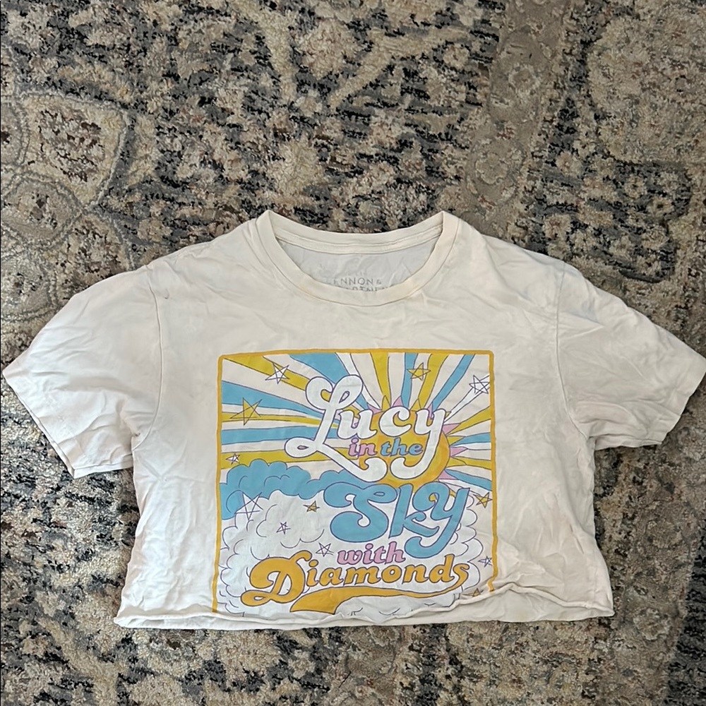 White Short Sleeve T-Shirt with Colorful Graphic Design